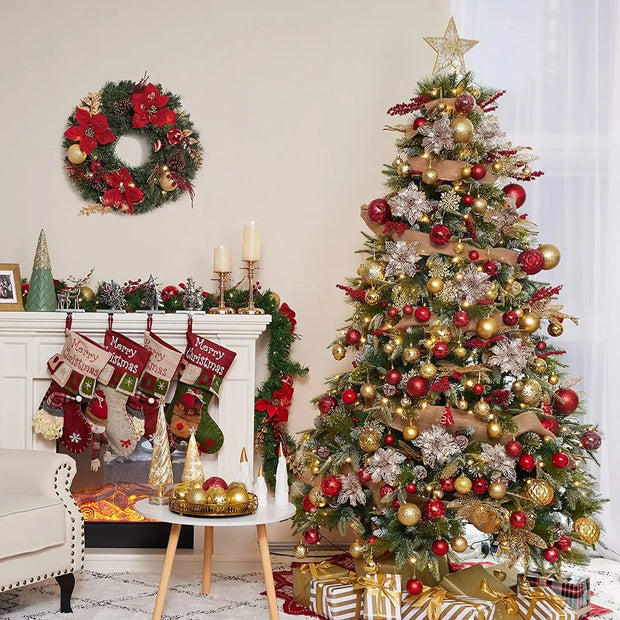 Retro Red Green Gold Christmas Tree Decor