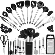 33-Piece Silicone & Stainless Steel Kitchen Utensil Set – Black