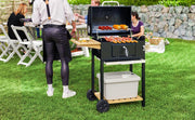 Portable Charcoal BBQ Grill with Side Table Outdoor