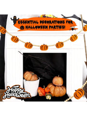 Pumpkin Halloween Garland – Felt Pumpkins & Wooden Beads