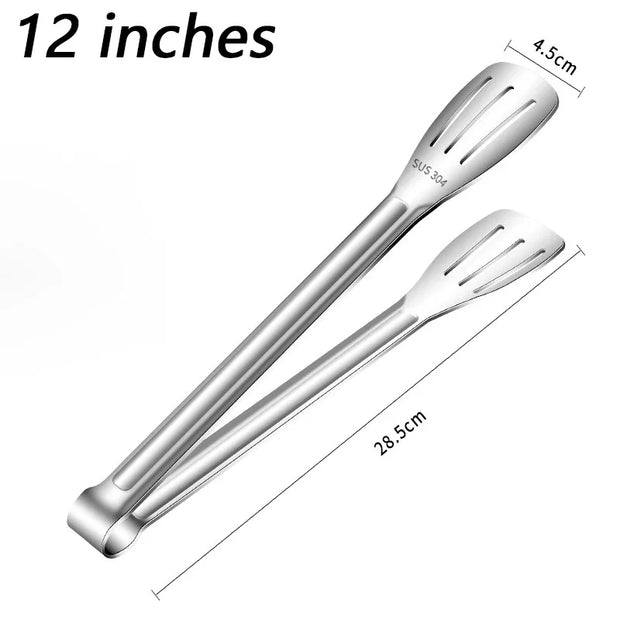 304 Stainless Steel BBQ Grill Kitchen Food Tongs