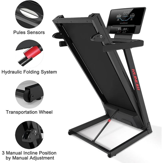 Foldable Treadmill 2.5HP, Incline, 40 Programs