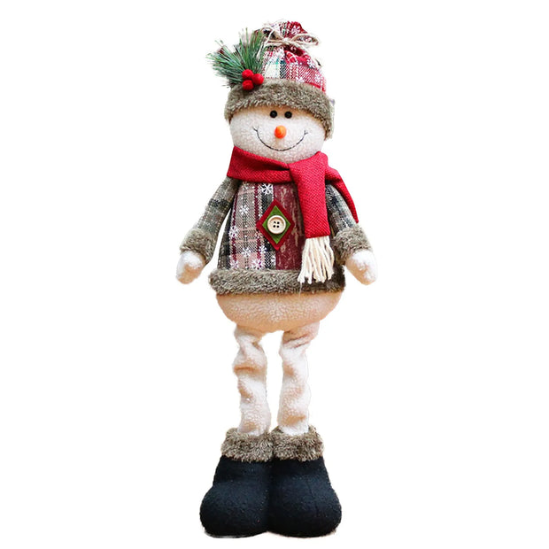 Christmas Plush Shelf Sitters – Stretchable Legs Santa, Snowman & Moose Decorations