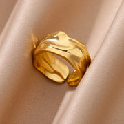 Trendy 18K Gold Plated Irregular Stainless Steel Ring