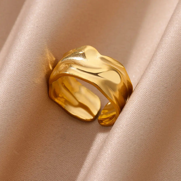 Trendy 18K Gold Plated Irregular Stainless Steel Ring