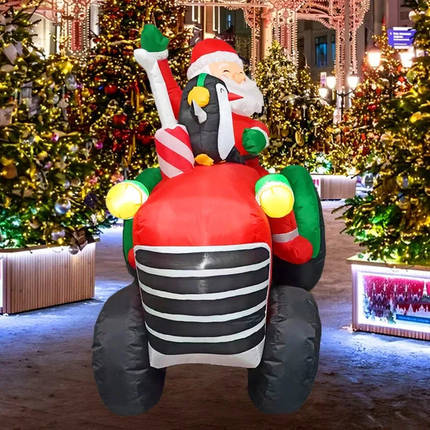 5FT Inflatable Santa Tractor with LED Lights