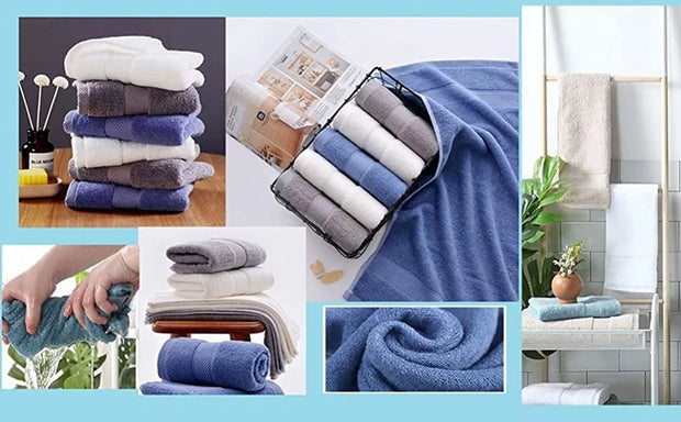 2PCS Large Cotton White Bath Towels