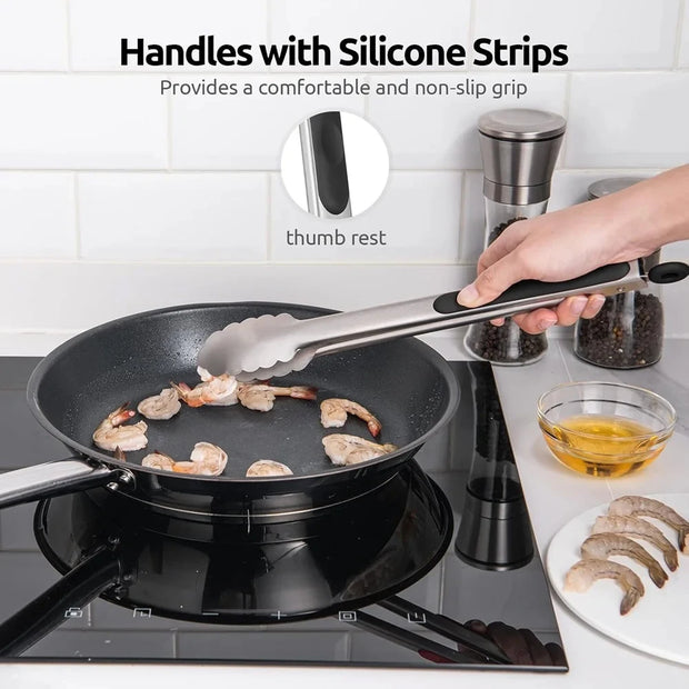 Non-Slip Stainless Steel BBQ Food Tongs