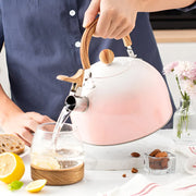 3L Pink Gradient Stainless Steel Whistling Tea Kettle