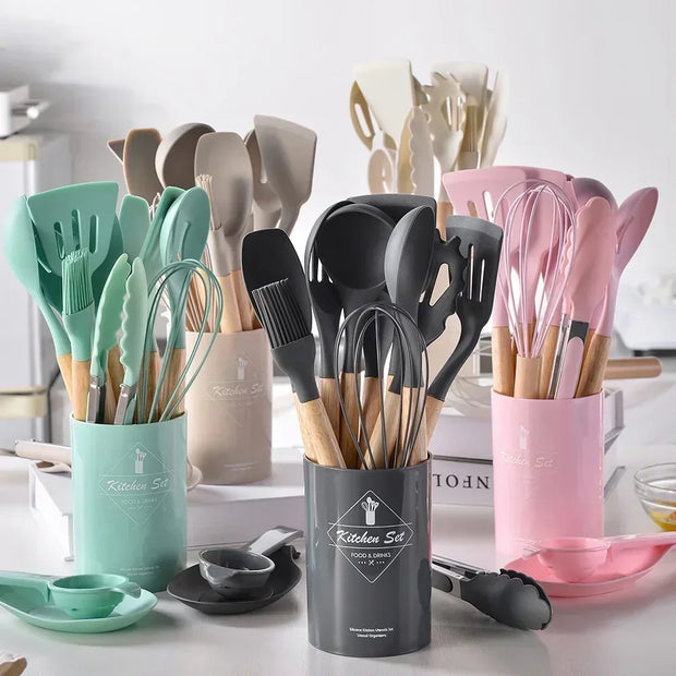 Silicone Cooking Utensil Set – Heat-Resistant Kitchen Tools (10+ Pieces)