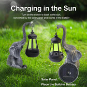 Solar-Powered Resin Elephant Statue