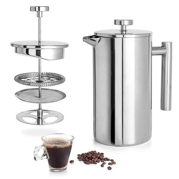 Stainless Steel French Press Coffee Maker – Double-Wall Insulated