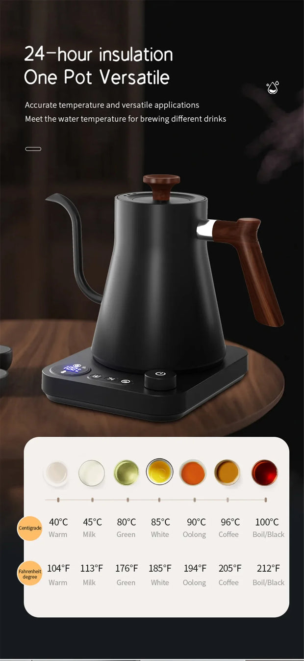 0.9L Electric Gooseneck Coffee Kettle Stainless Steel