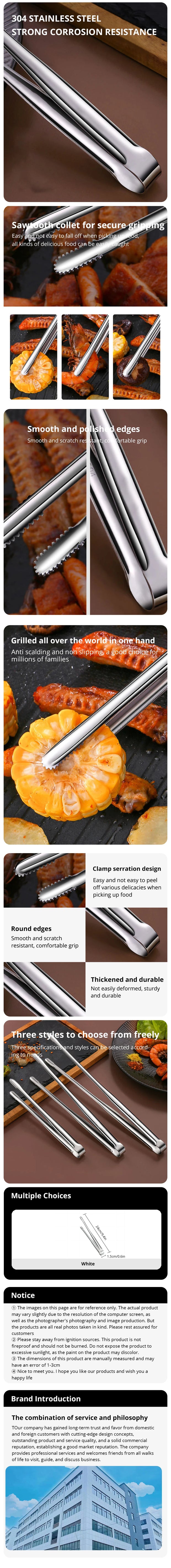 304 Stainless Steel BBQ Grill Tongs Clip