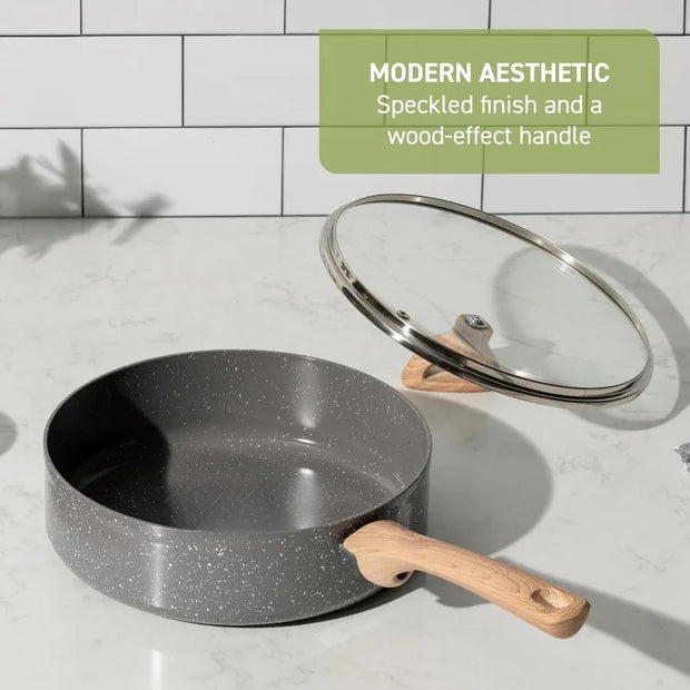 12-Piece Ceramic Cookware Set – Grey Granite
