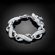 Sterling Silver Solid Charm Bracelet Unisex