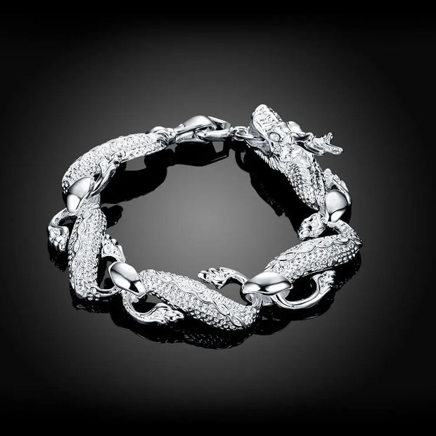 Sterling Silver Solid Charm Bracelet Unisex