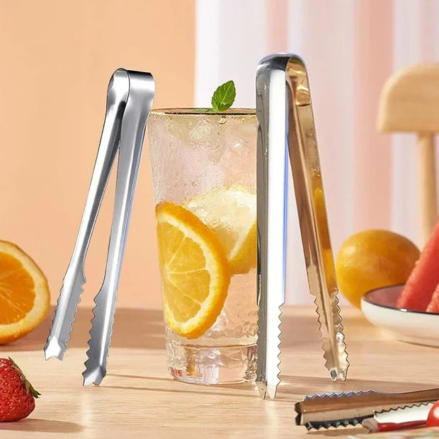 Stainless Steel Ice Cube Tongs – Durable Kitchen Clip for Ice, Sugar, Snacks