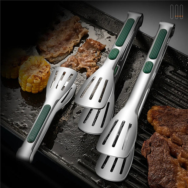 Stainless Steel BBQ Grill Food Kitchen Tongs