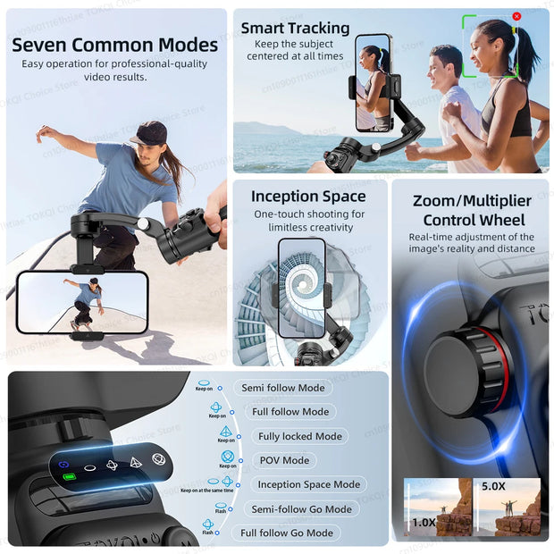 Handheld 3-Axis Gimbal Stabilizer for Smartphones