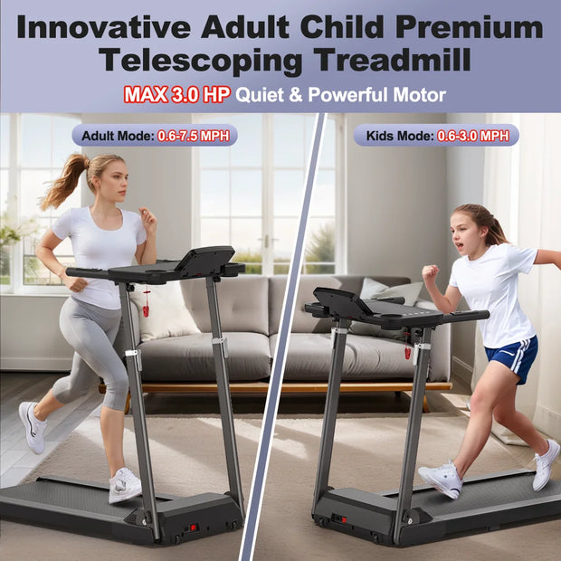 Adjustable Height Electric Treadmill with Desk