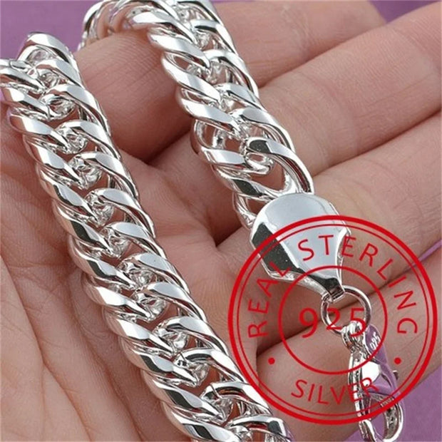 Sterling Silver Geometric Charm Bracelet Unisex