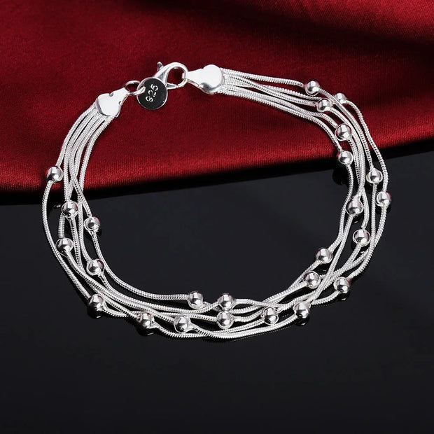 Sterling Silver Solid Charm Bracelet Unisex