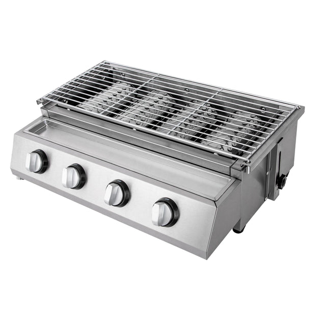Stainless Steel Smokeless LPG Gas Grill – 4 Burners