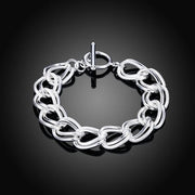 Sterling Silver Geometric Charm Bracelet Unisex