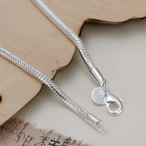 925 Silver 3MM Snake Chain Bracelet Unisex Jewelry