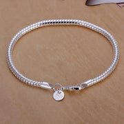 925 Silver 3MM Snake Chain Bracelet Unisex Jewelry