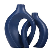 2pcs Nordic Hugging Ceramic Vases Modern Hollow Flower Pots