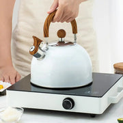 2.5L Stainless Steel Whistling Tea Kettle with Wooden Handle