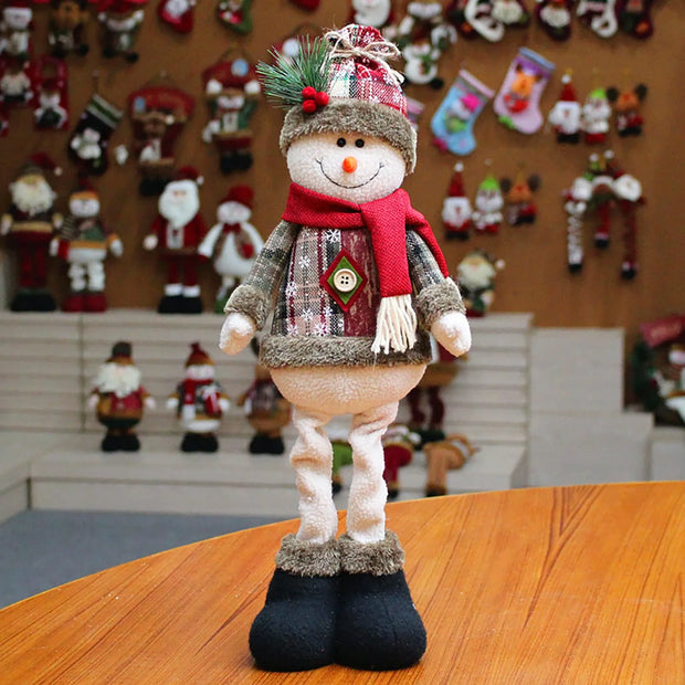 Christmas Plush Shelf Sitters – Stretchable Legs Santa, Snowman & Moose Decorations