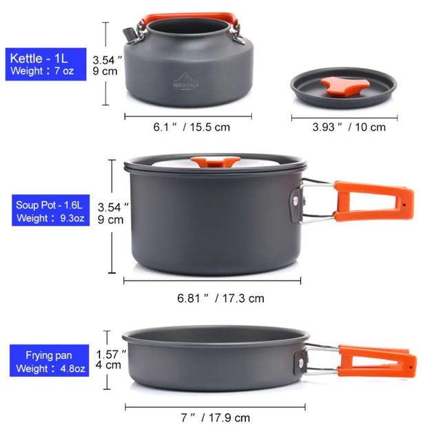 Outdoor Camping  Foldable Aluminum Cookware Set