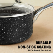 1qt Granite Nonstick Saucepan with Lid