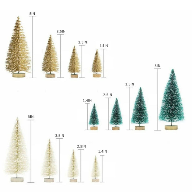 8PCS Mini White Cedar Christmas Tree Set