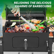 Outdoor Charcoal BBQ Grill with Smoker & Lift able Tray