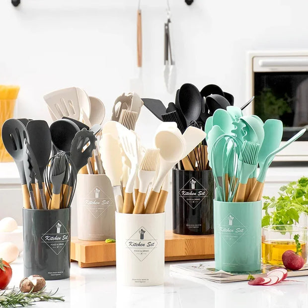 Silicone Cooking Utensil Set – Heat-Resistant Kitchen Tools (10+ Pieces)