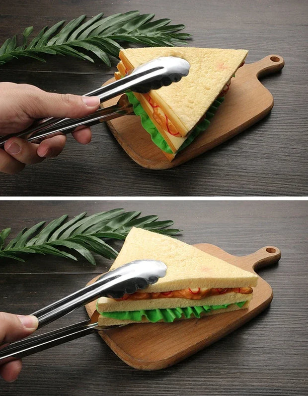 Stainless Steel BBQ Food Tongs – Heat-Resistant, Non-Stick