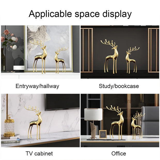 Brass Deer Statue Light Luxury Home Décor