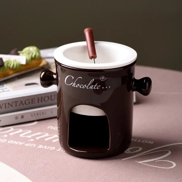 Ceramic Chocolate Fondue Mug with Fork