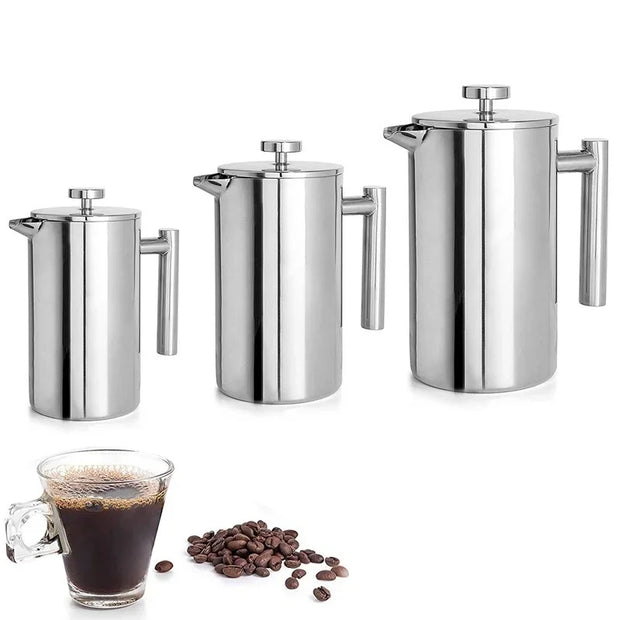 Stainless Steel French Press Coffee Maker – Double-Wall Insulated