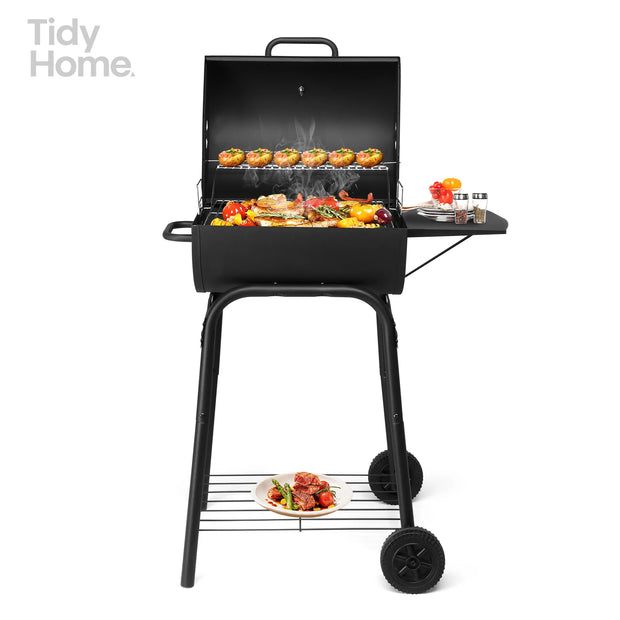 Charcoal BBQ Grill with Adjustable Charcoal Pan & Thermometer