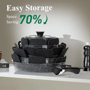 19-Piece Ceramic Cookware Set with Detachable Handle