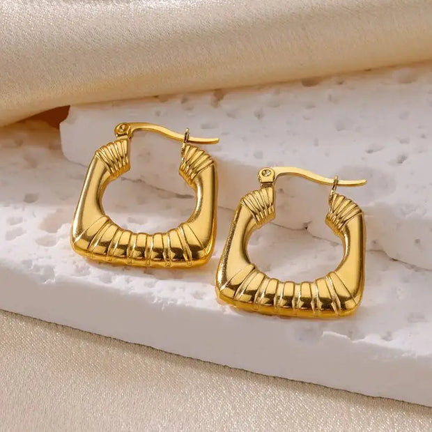 Trendy Heart Hoop Earrings Zircon Metal Women