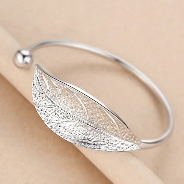 "925 Sterling Silver Adjustable Cuff Bracelet Women"