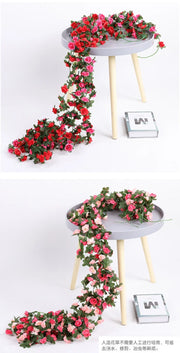 Artificial Rose Garland – 8.2 FT Silk Flower Vine with 45 Blooms & Leaves