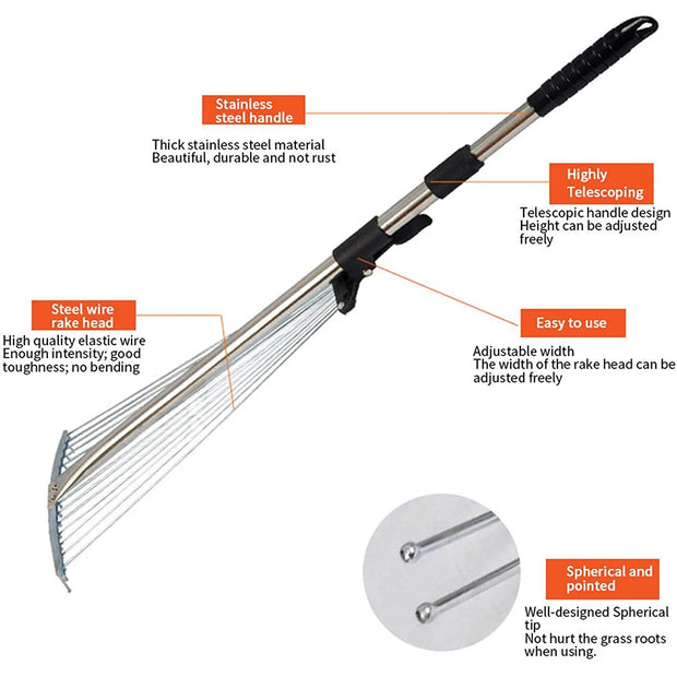 Adjustable Telescopic Garden Leaf Rake