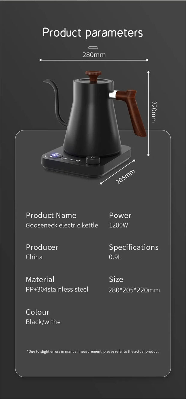 0.9L Electric Gooseneck Coffee Kettle Stainless Steel